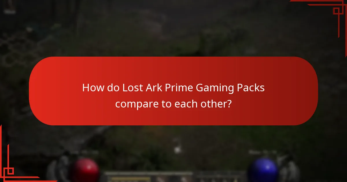 What contents are included in Lost Ark Prime Gaming Packs?